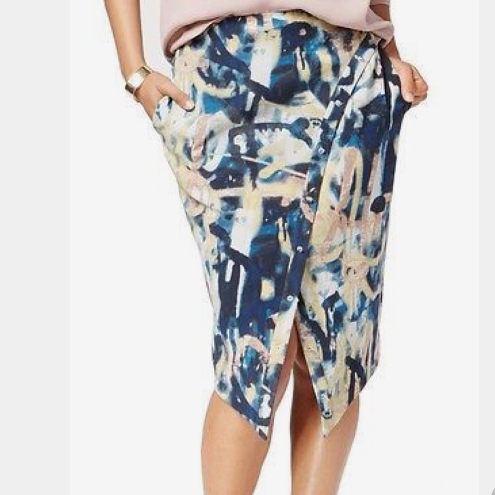 NWT RACHEL ROY Washed Navy Combo Pencil Skirt
